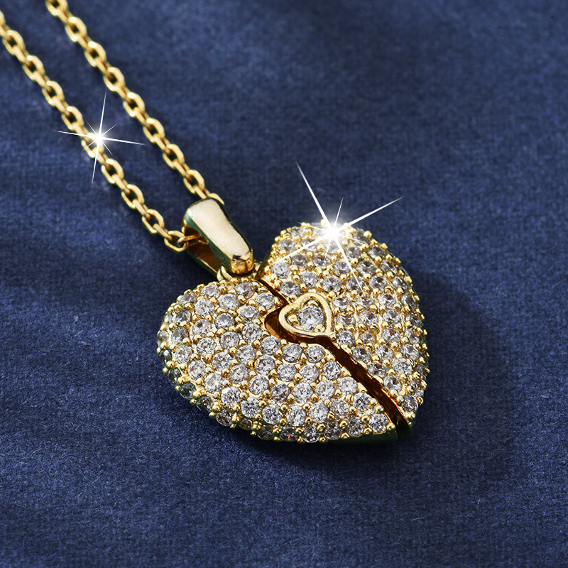 Engraved Diamond Heart Locket Pendant Iced Out Shine With Street Luxury - Image 6
