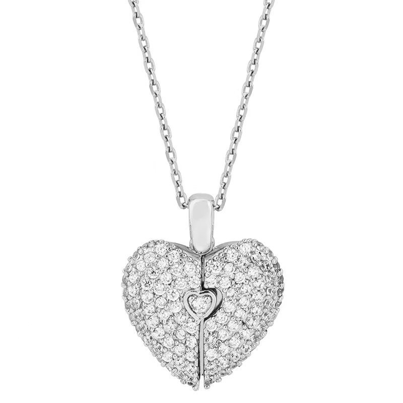 Engraved Diamond Heart Locket Pendant Iced Out Shine With Street Luxury - Image 8
