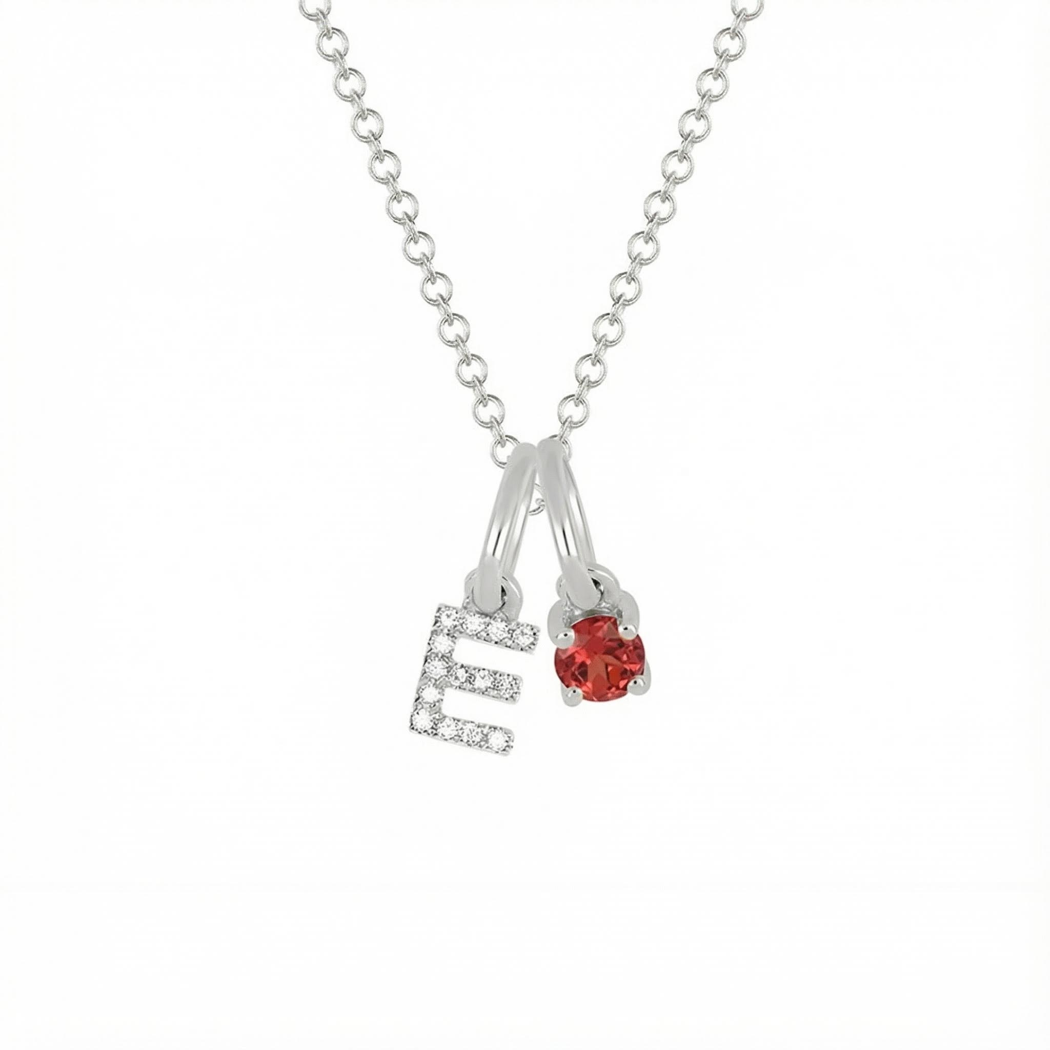 Diamond Initial & Birthstone Charm Necklace With Street Luxury Shine - Image 3