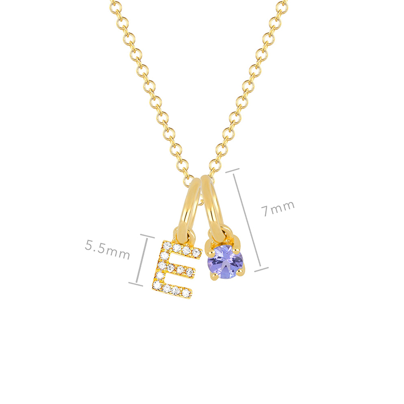 Diamond Initial & Birthstone Charm Necklace With Street Luxury Shine - Image 6