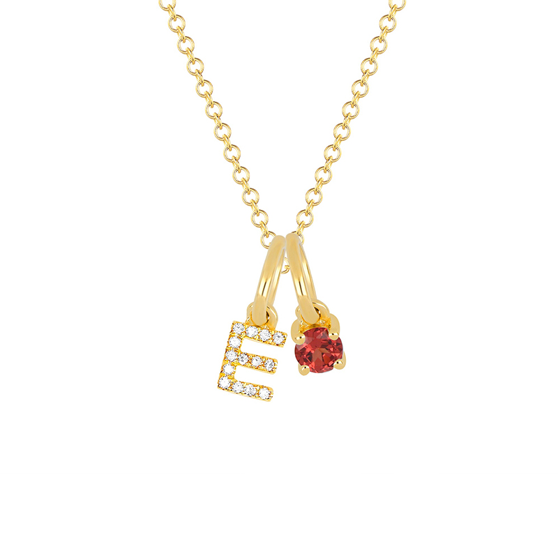 Diamond Initial & Birthstone Charm Necklace With Street Luxury Shine - Image 7