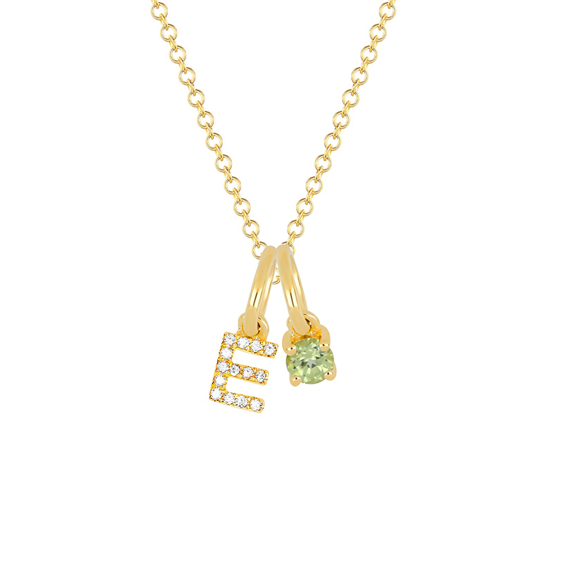 Diamond Initial & Birthstone Charm Necklace With Street Luxury Shine - Image 8
