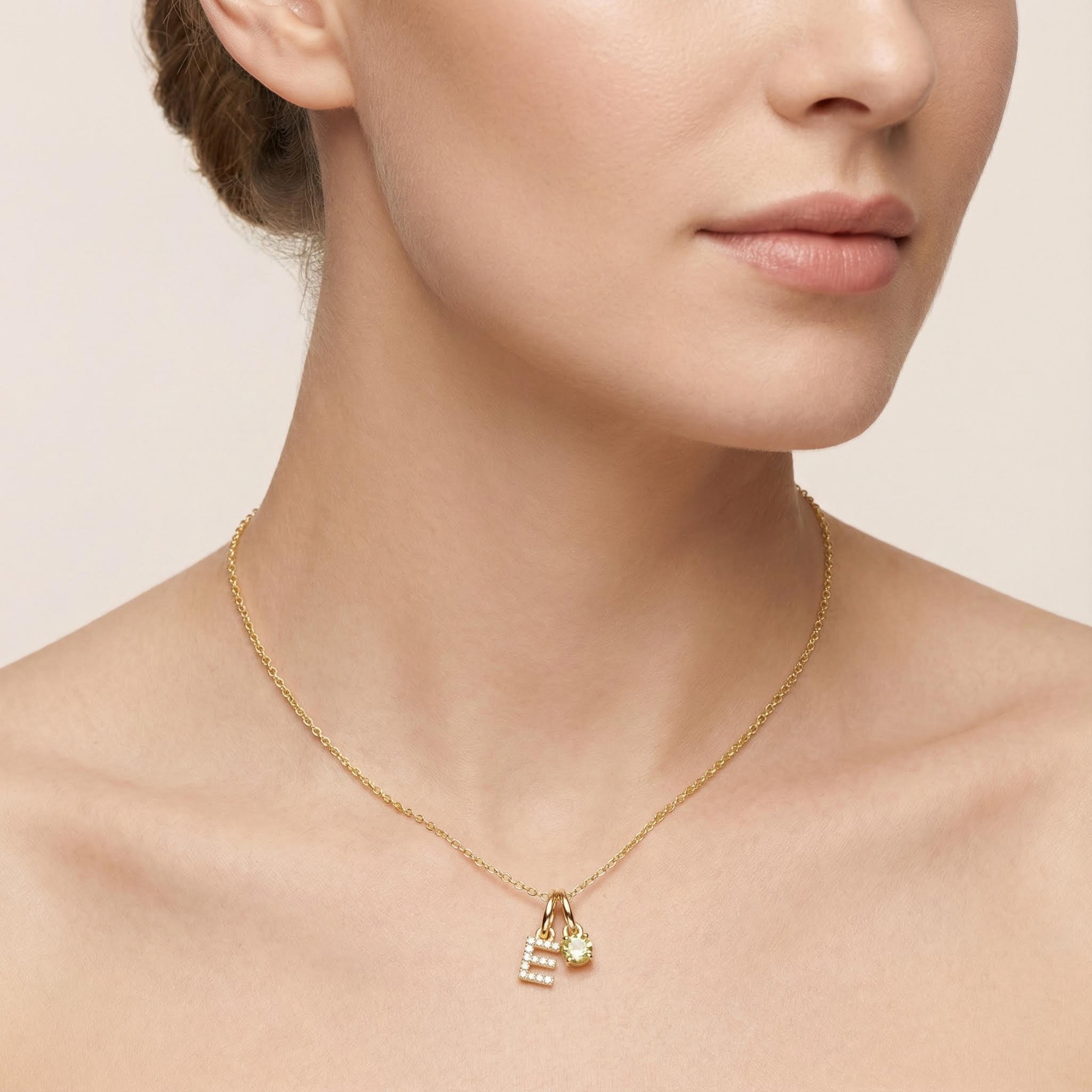 Diamond Initial & Birthstone Charm Necklace With Street Luxury Shine - Image 9