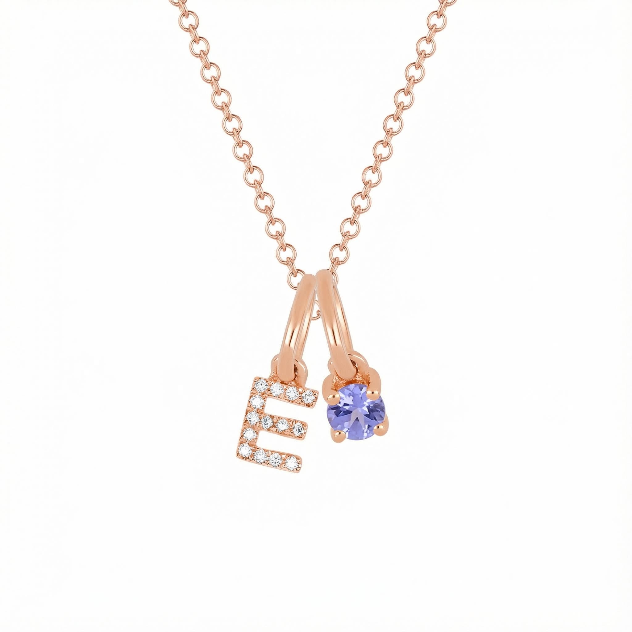 Diamond Initial & Birthstone Charm Necklace With Street Luxury Shine - Image 10