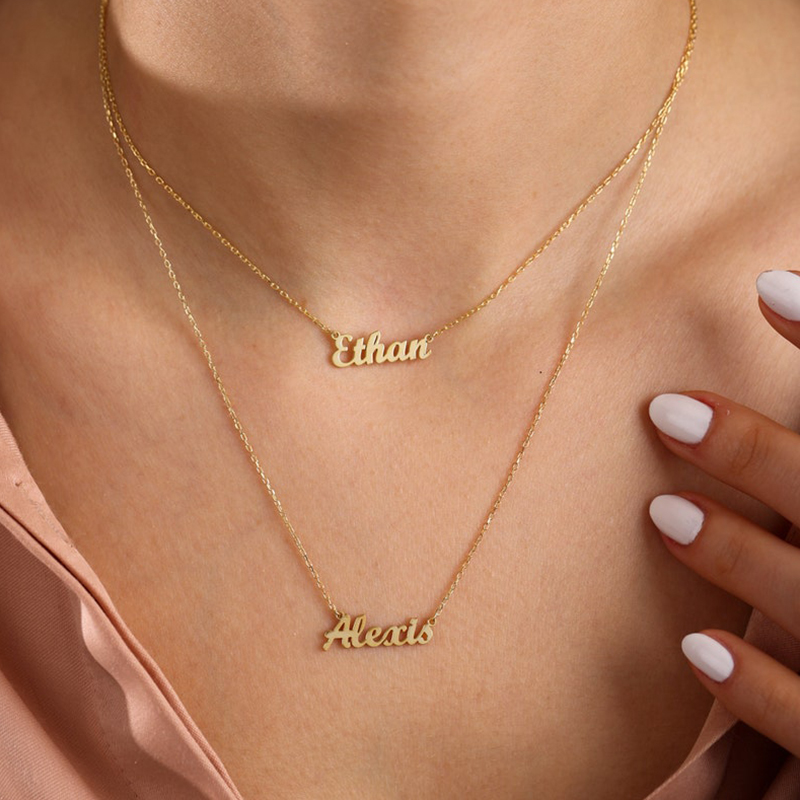 Double Layer Name Necklace Bold Statement Style With Street Luxury - Image 4