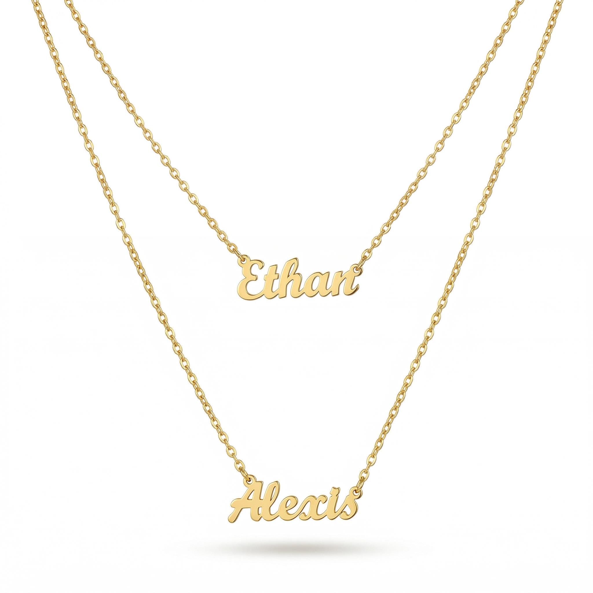 Double Layer Name Necklace Bold Statement Style With Street Luxury - Image 6
