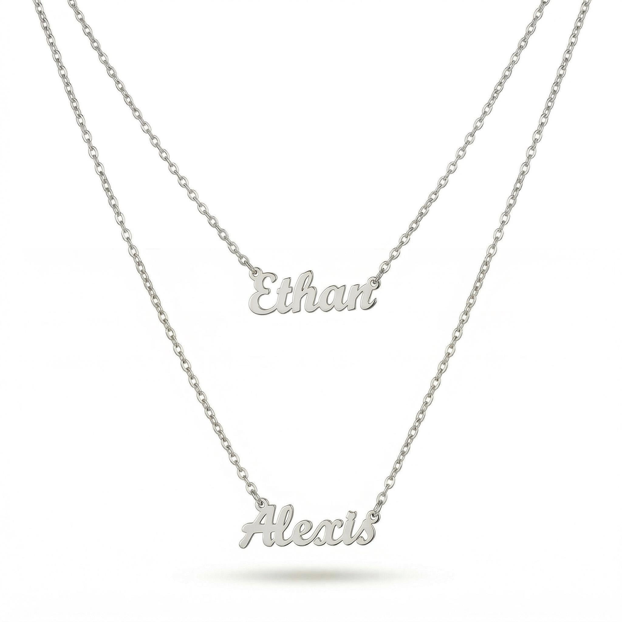 Double Layer Name Necklace Bold Statement Style With Street Luxury - Image 7