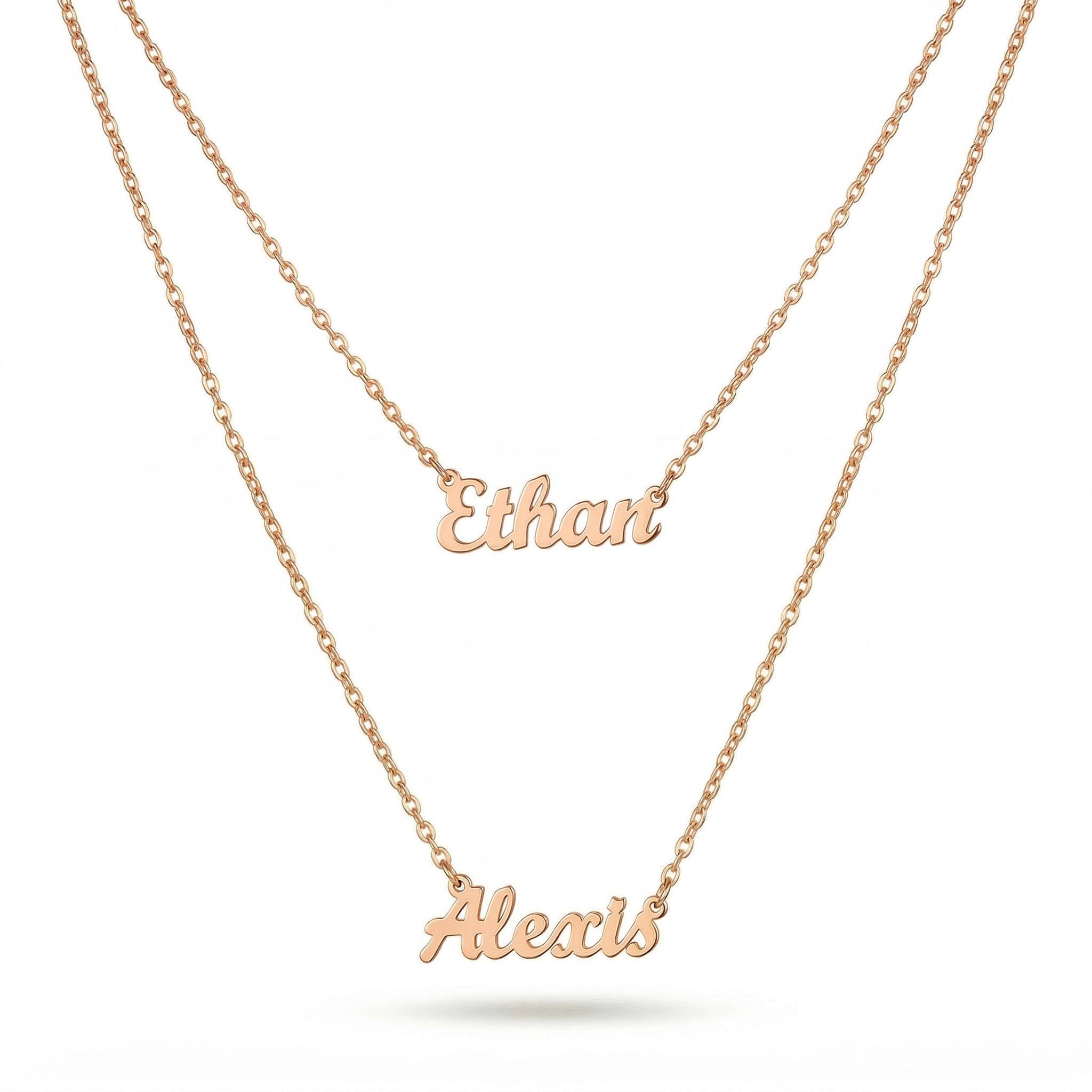 Double Layer Name Necklace Bold Statement Style With Street Luxury - Image 8