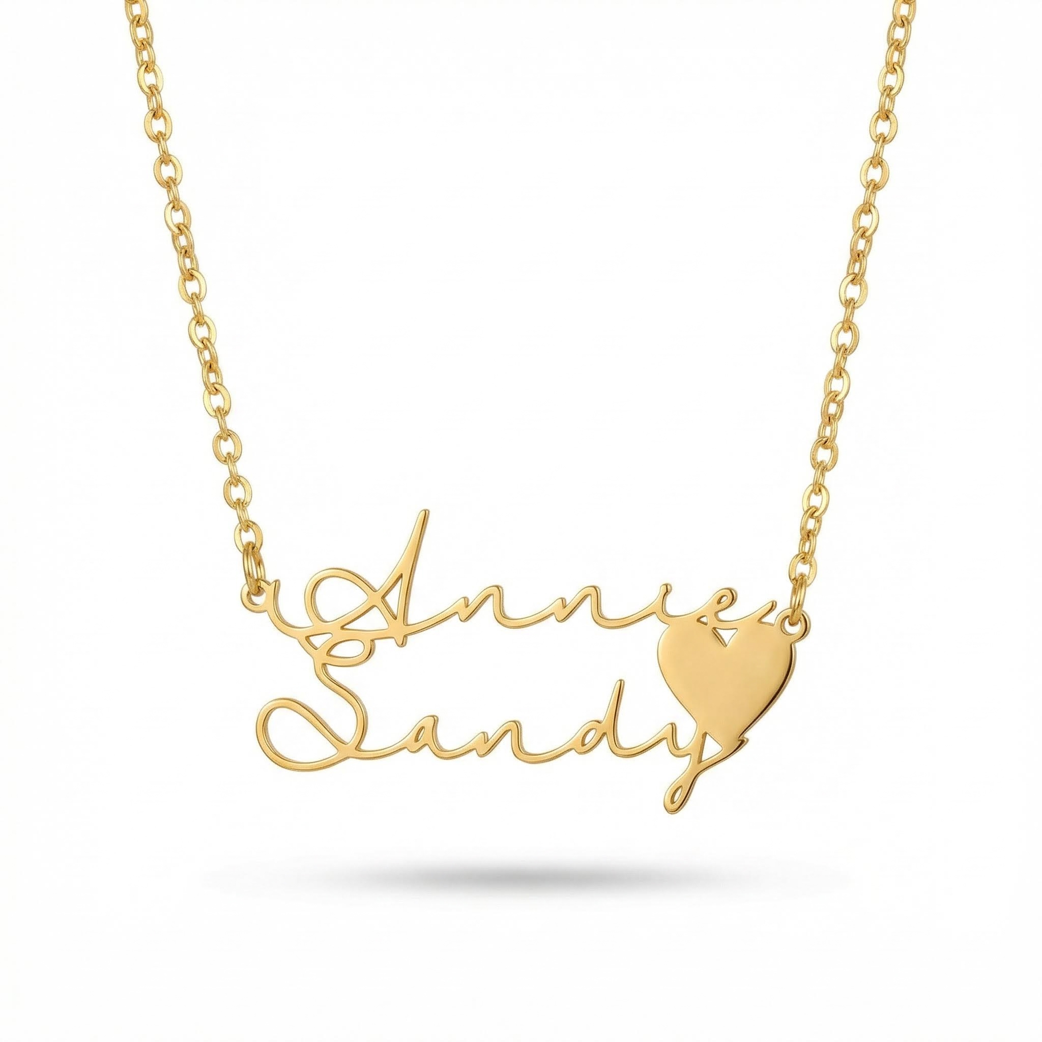 Two Name Necklace With Heart Bold Statement Style With Street Luxury