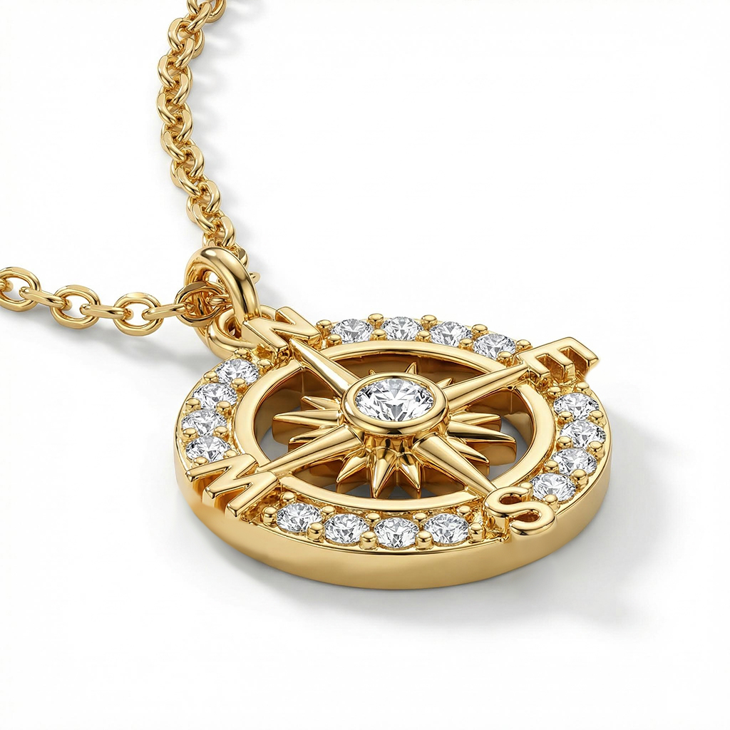 Diamond Compass Necklace Iced Out Shine With Street Luxury - Image 4