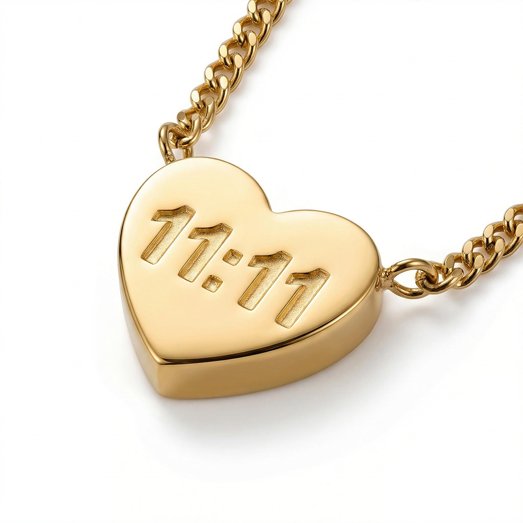 11:11 Gold Heart Necklace Gold With Bold Statement Appeal - Image 4
