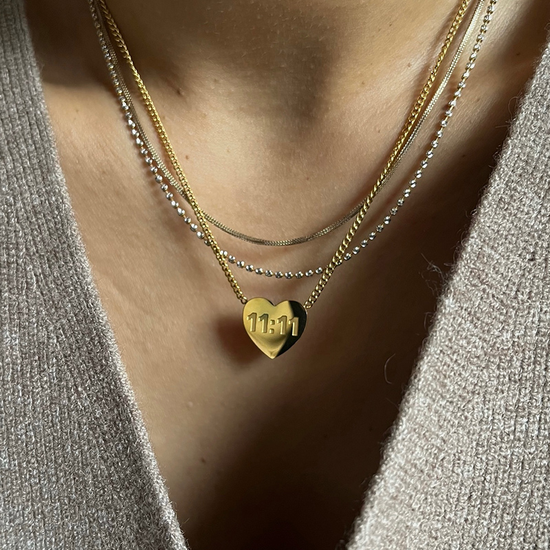11:11 Gold Heart Necklace Gold With Bold Statement Appeal - Image 6