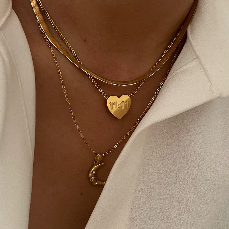 11:11 Gold Heart Necklace Gold With Bold Statement Appeal - Image 7