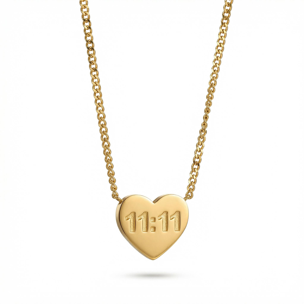 11:11 Gold Heart Necklace Gold With Bold Statement Appeal