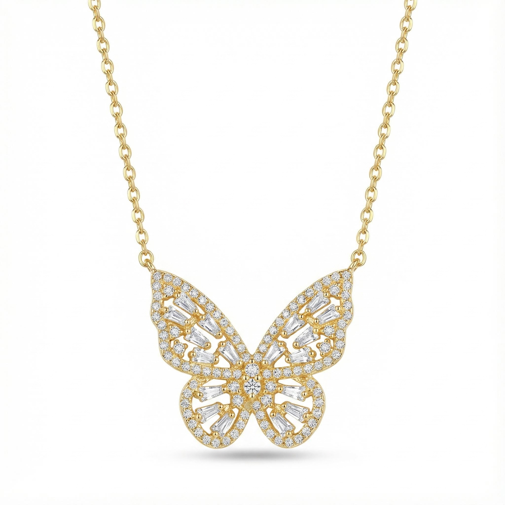 Diamond Hollow Butterfly Necklace Iced Out Shine With Street Luxury - Image 3