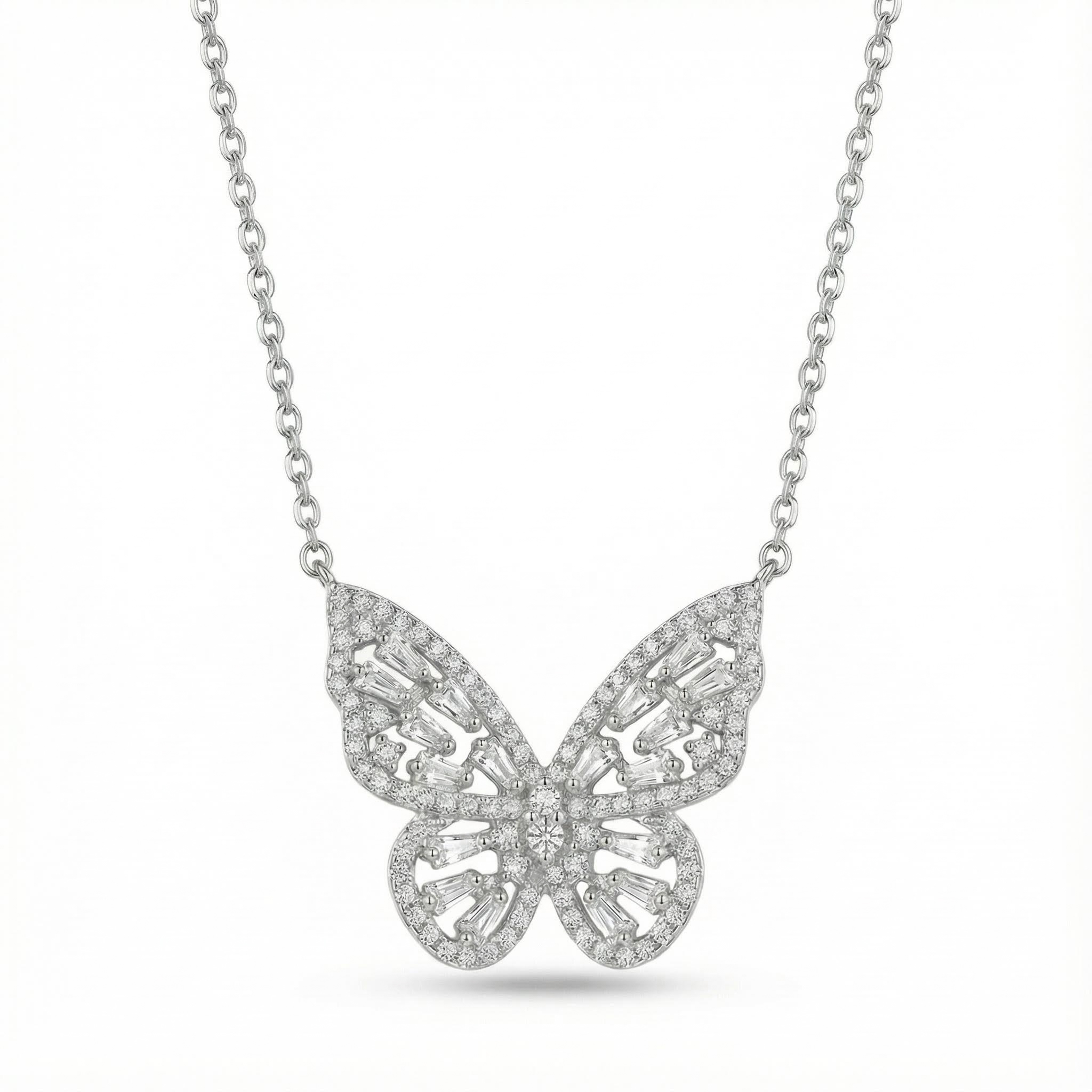 Diamond Hollow Butterfly Necklace Iced Out Shine With Street Luxury - Image 5