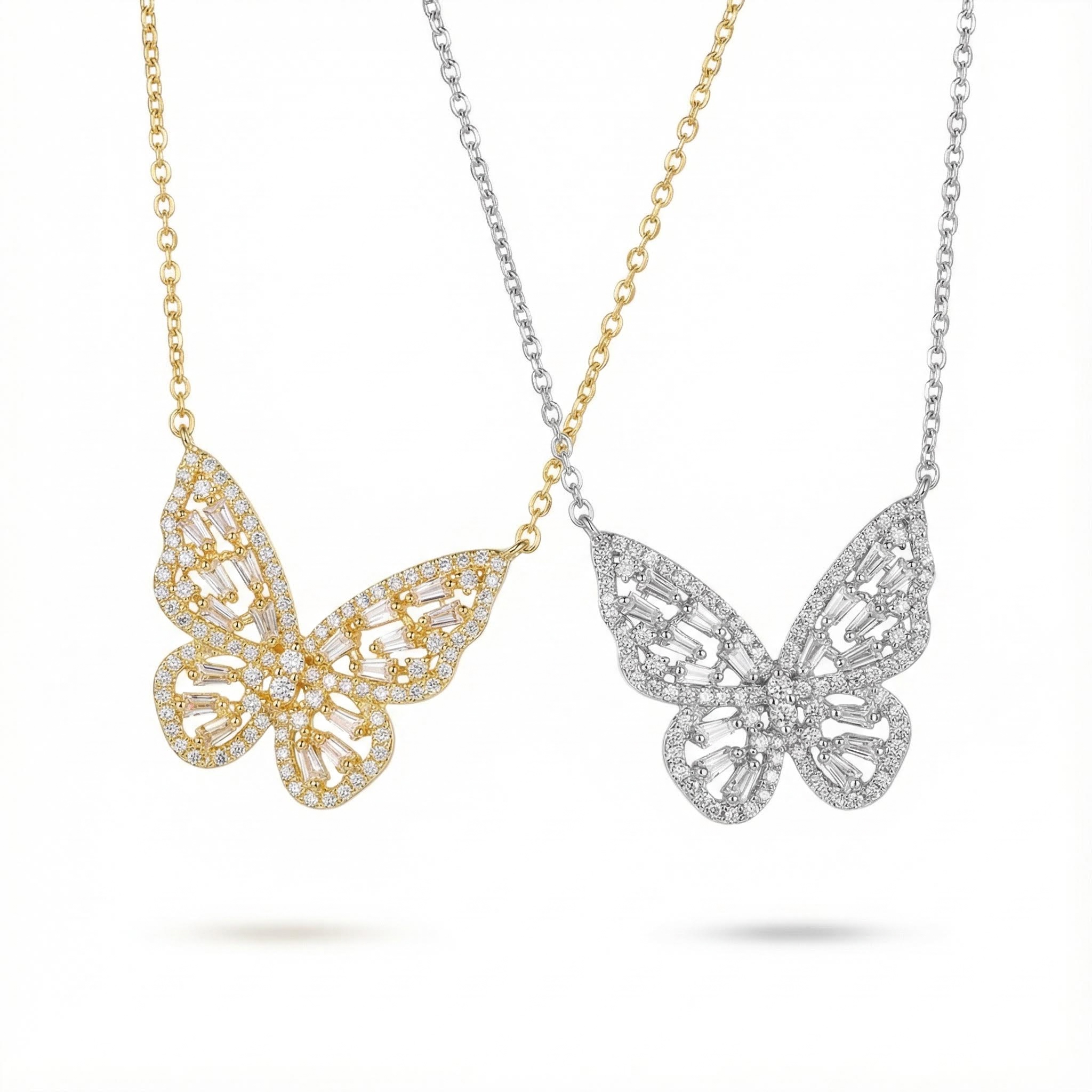 Diamond Hollow Butterfly Necklace Iced Out Shine With Street Luxury