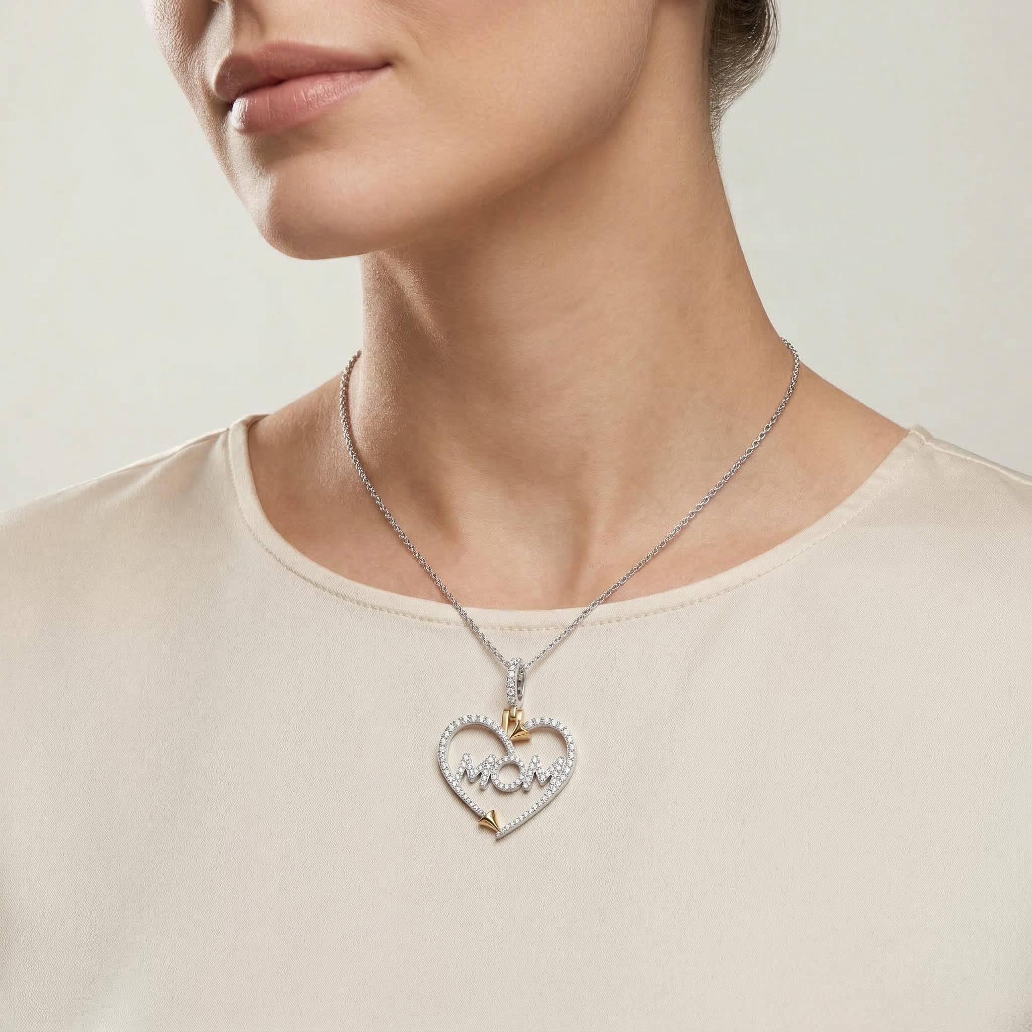 Iced Out Heart mom Pendant Necklace Moissanite With Street Luxury Shine - Image 3