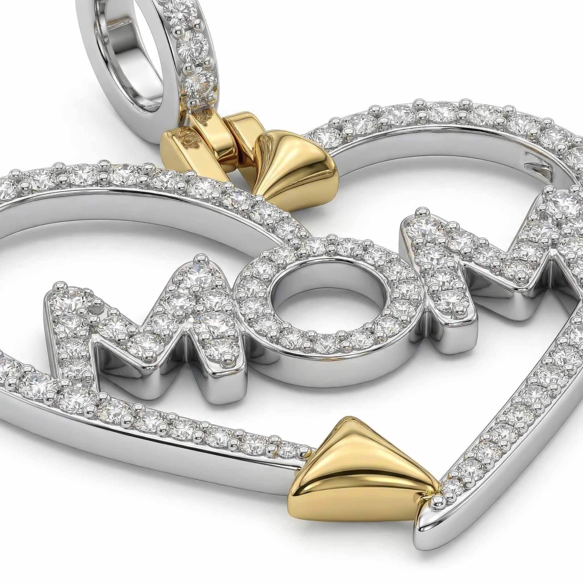Iced Out Heart mom Pendant Necklace Moissanite With Street Luxury Shine - Image 4