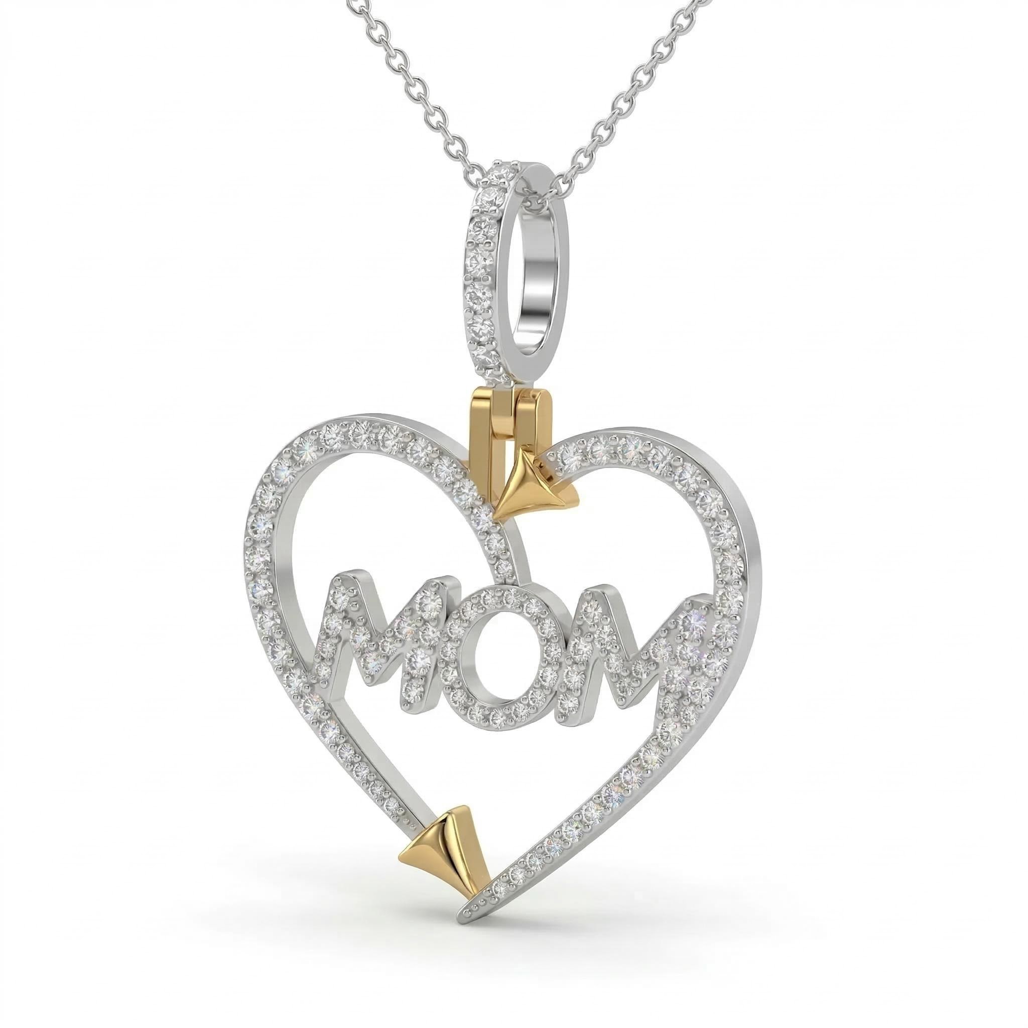 Iced Out Heart mom Pendant Necklace Moissanite With Street Luxury Shine