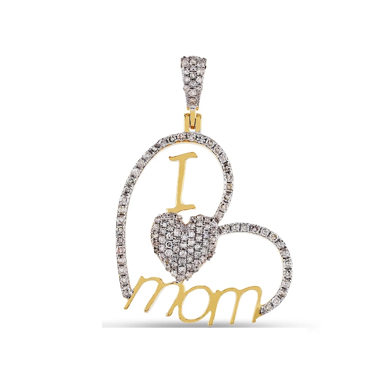 Heart i Love Mom Pendant Necklace Bold Statement Style With Street Luxury