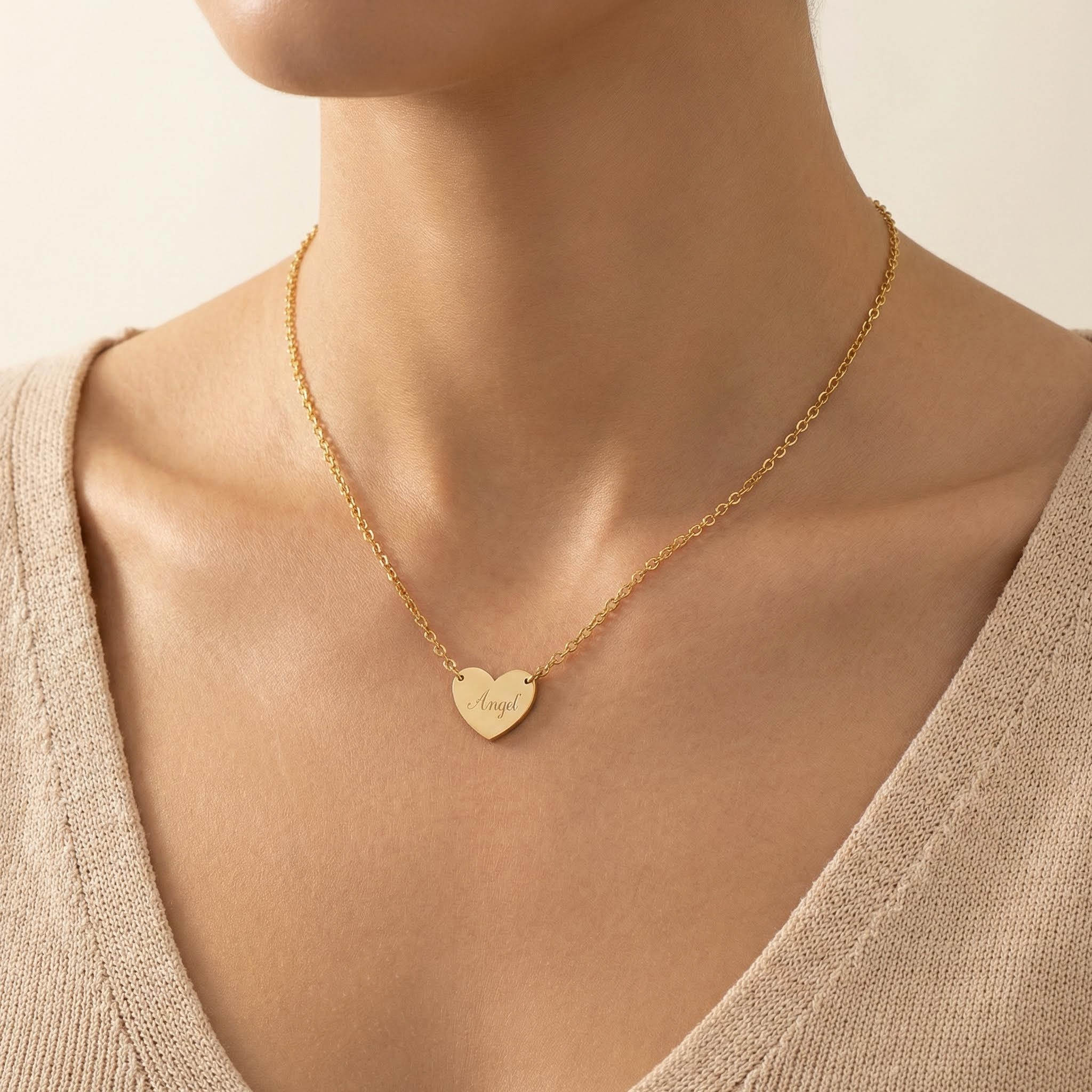 Heart Name Pendant Necklace Bold Statement Style With Street Luxury - Image 3