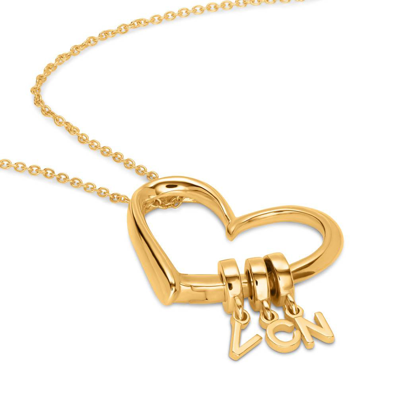 Customizable Initials Elegant Heart Shaped Letters Necklace Silver - Image 5