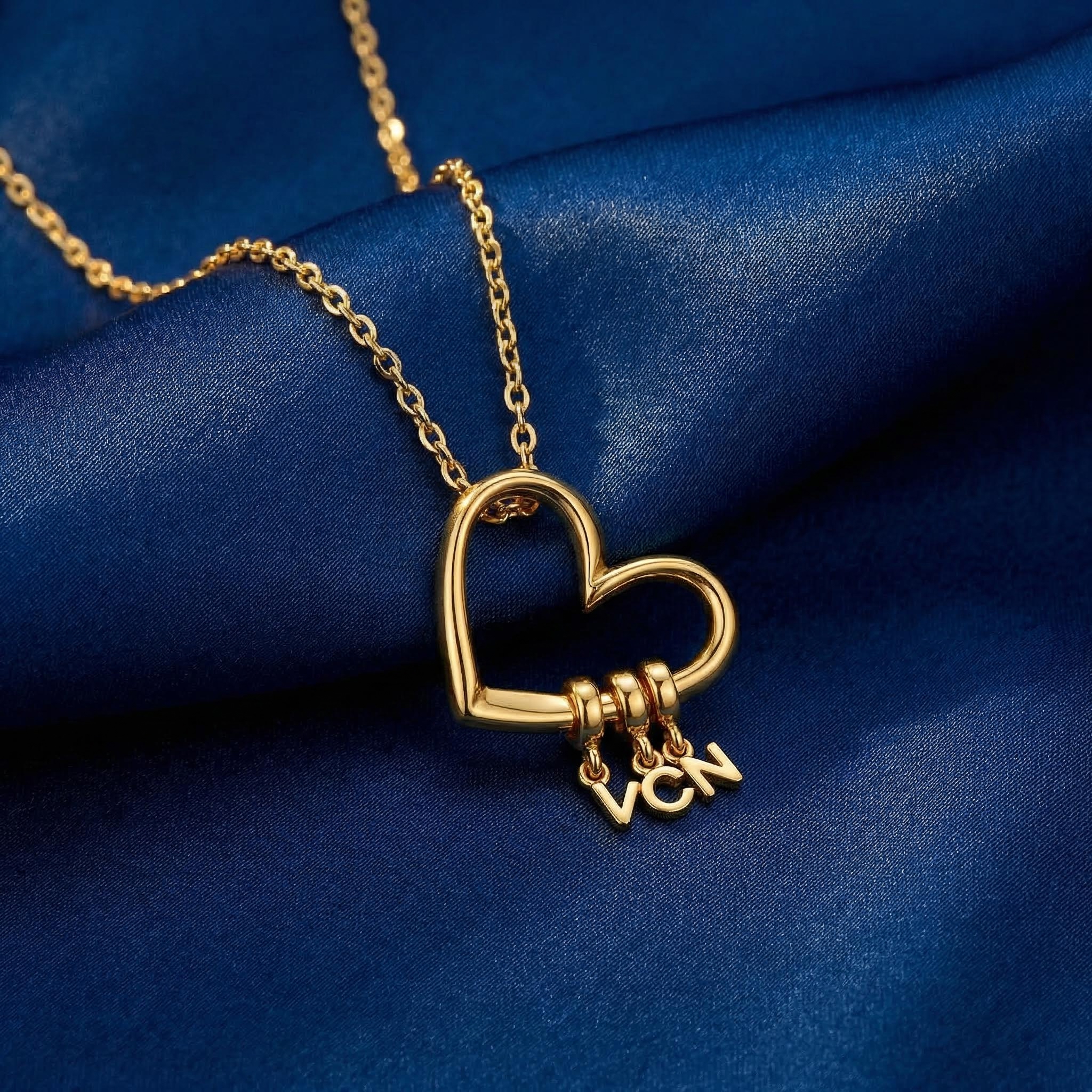 Customizable Initials Elegant Heart Shaped Letters Necklace Silver - Image 8
