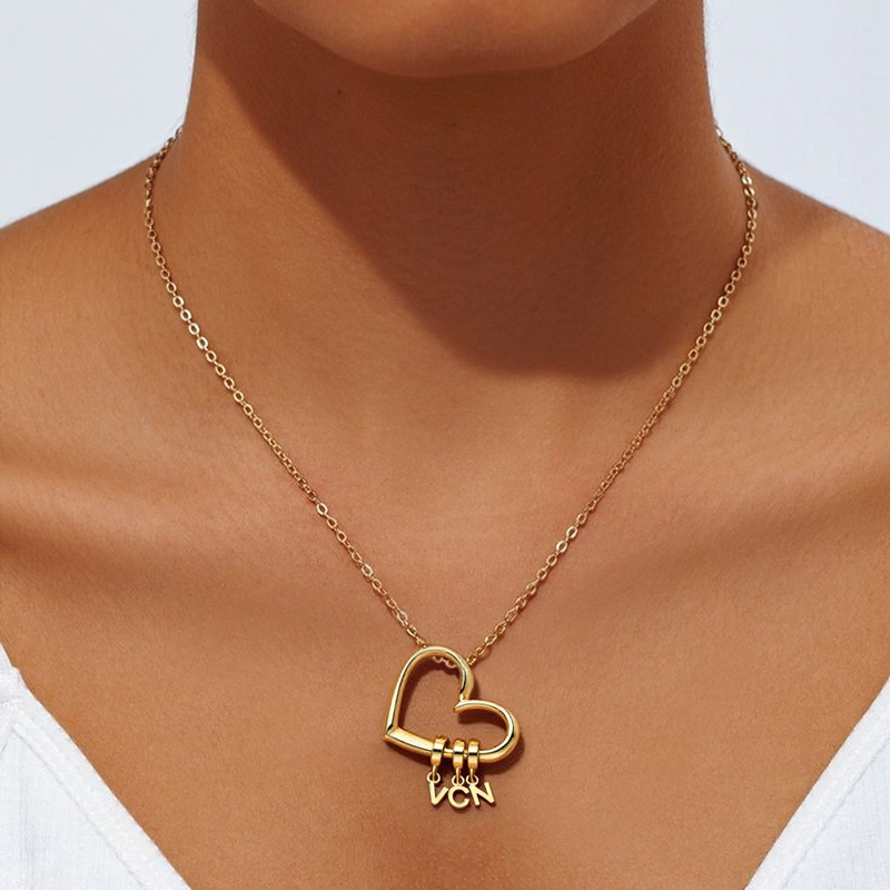 Customizable Initials Elegant Heart Shaped Letters Necklace Silver - Image 9