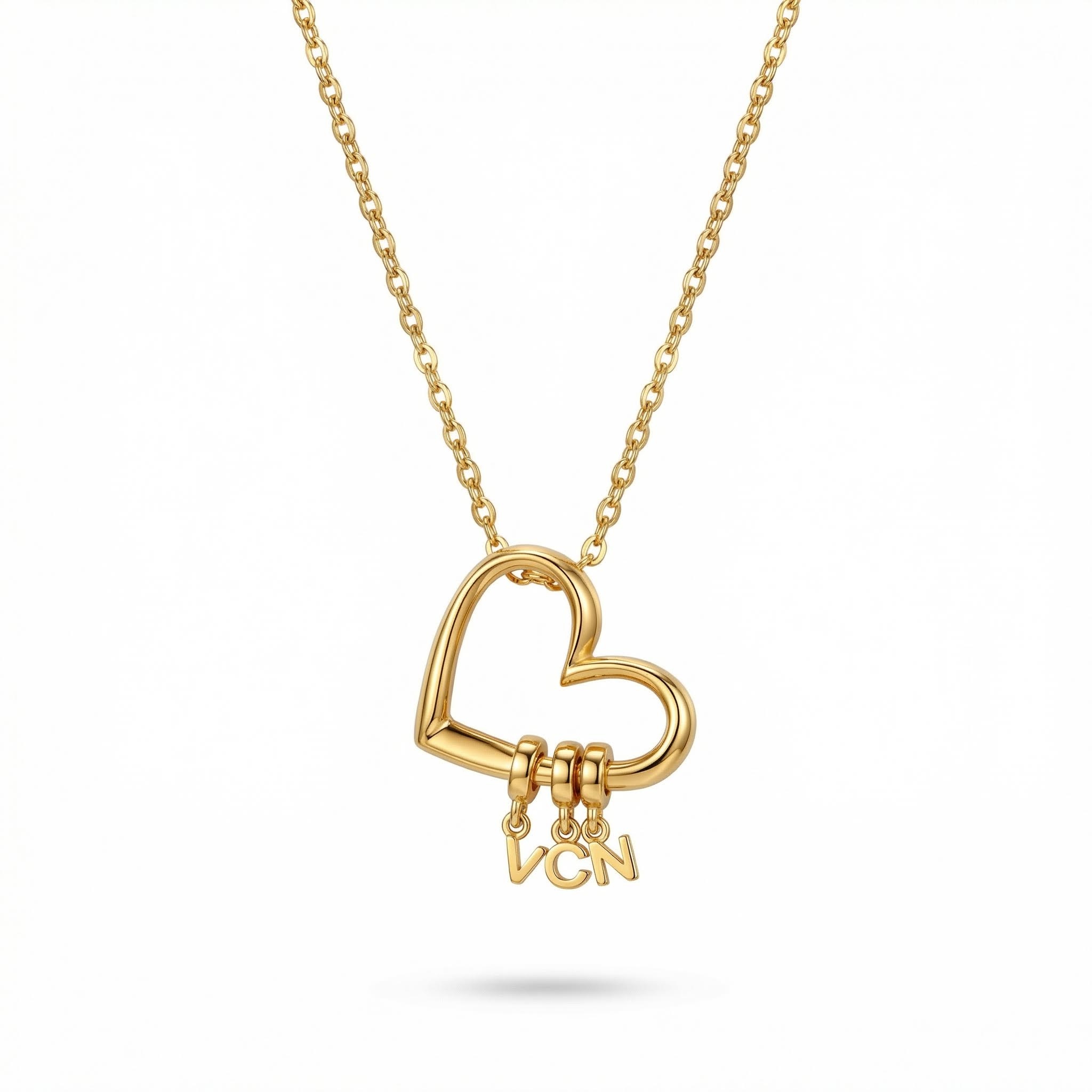 Customizable Initials Elegant Heart Shaped Letters Necklace Silver