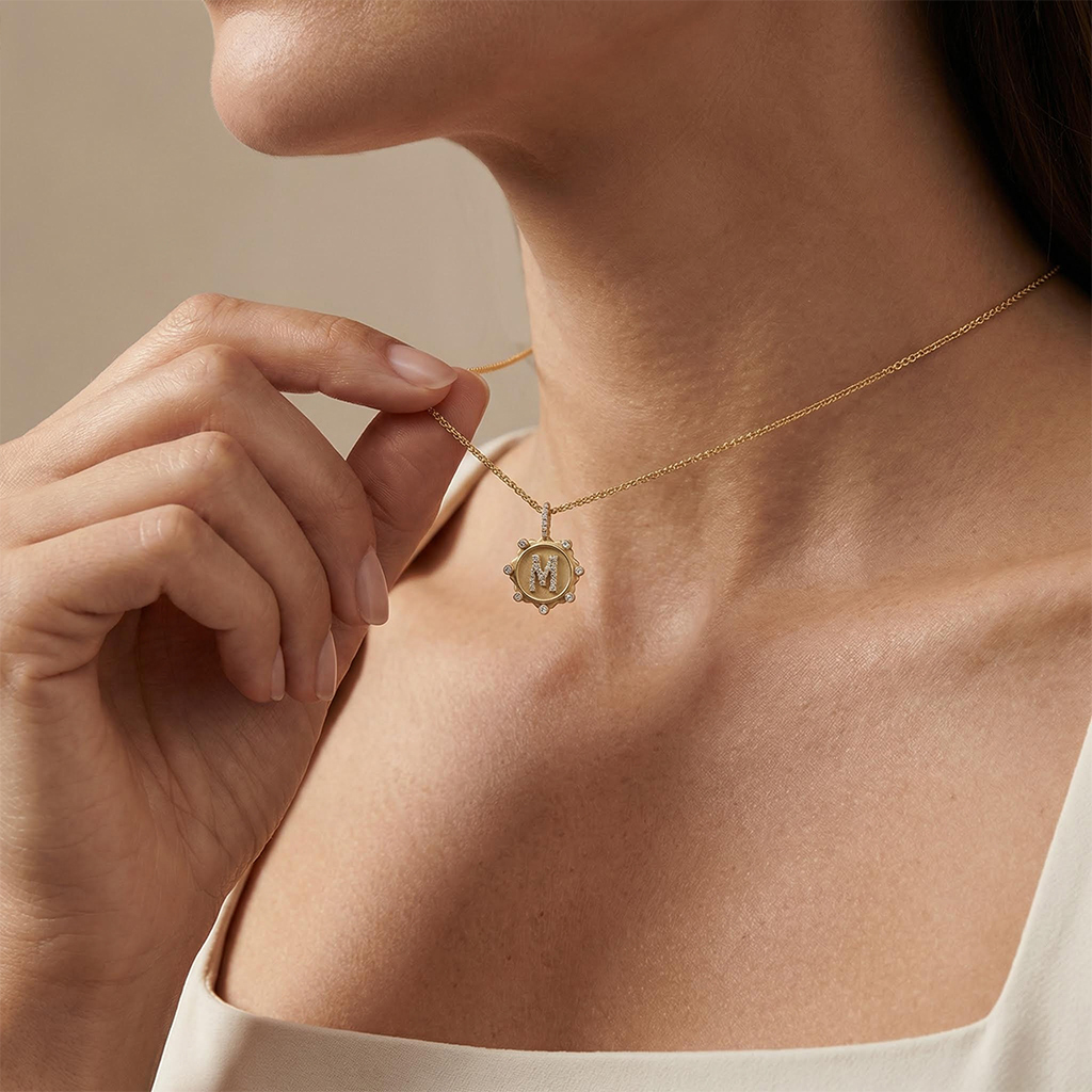 Customizable Letter Pendant Necklace In Gold With Diamond Iced Out - Image 3