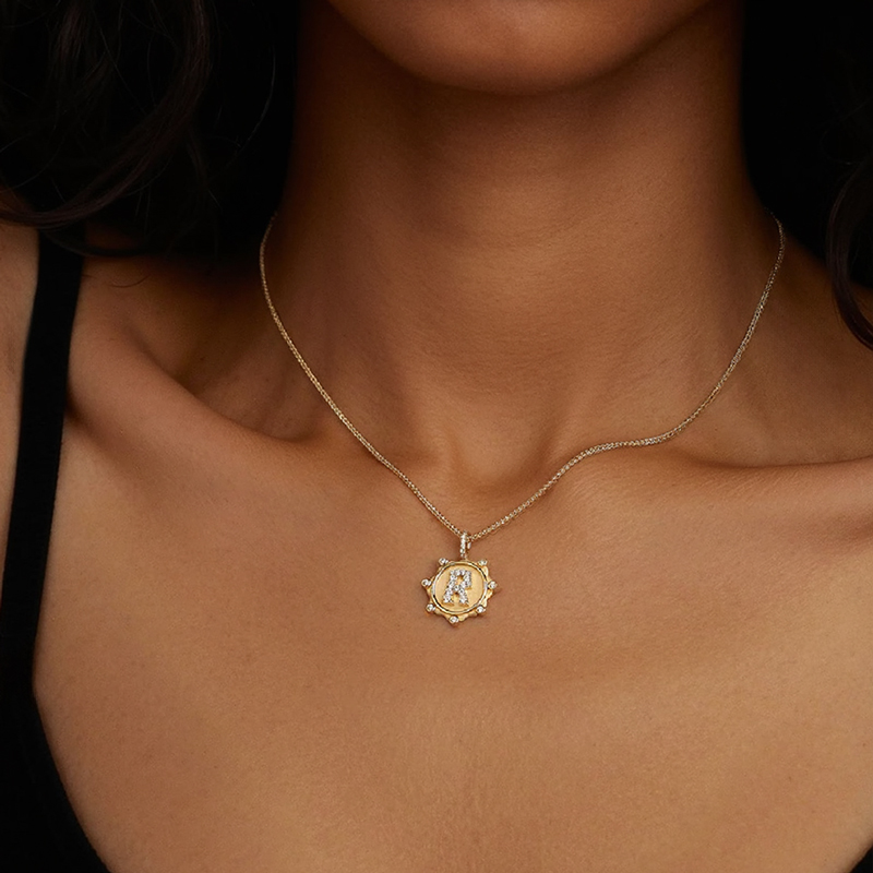 Customizable Letter Pendant Necklace In Gold With Diamond Iced Out - Image 8