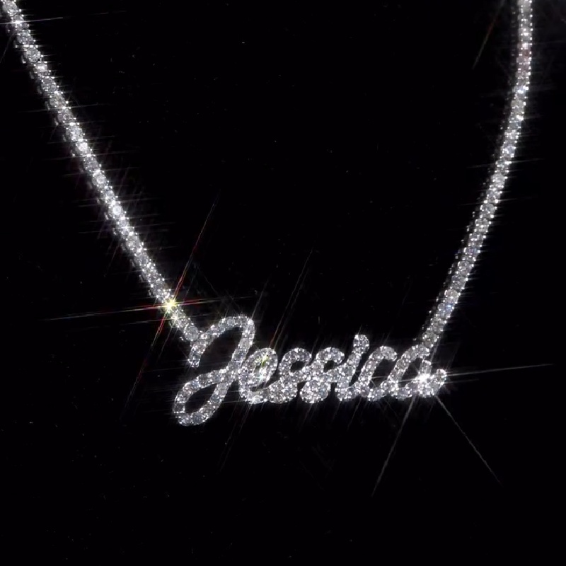 Personalized Name Vvs Moissanite Tennis Necklace With Iced Out Shine - Image 4