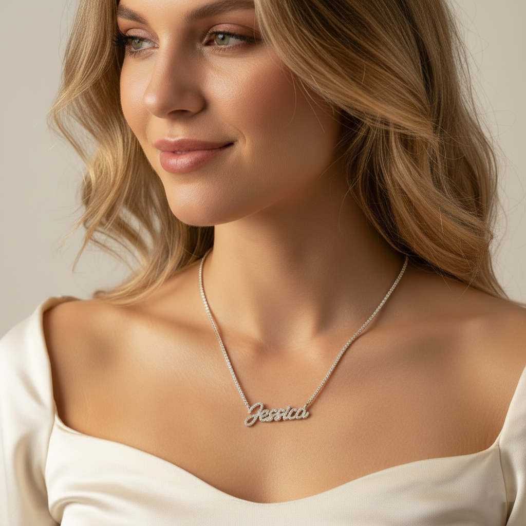 Personalized Name Vvs Moissanite Tennis Necklace With Iced Out Shine - Image 6