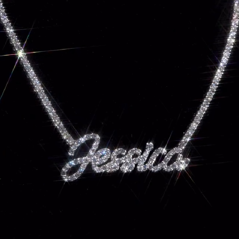 Personalized Name Vvs Moissanite Tennis Necklace With Iced Out Shine