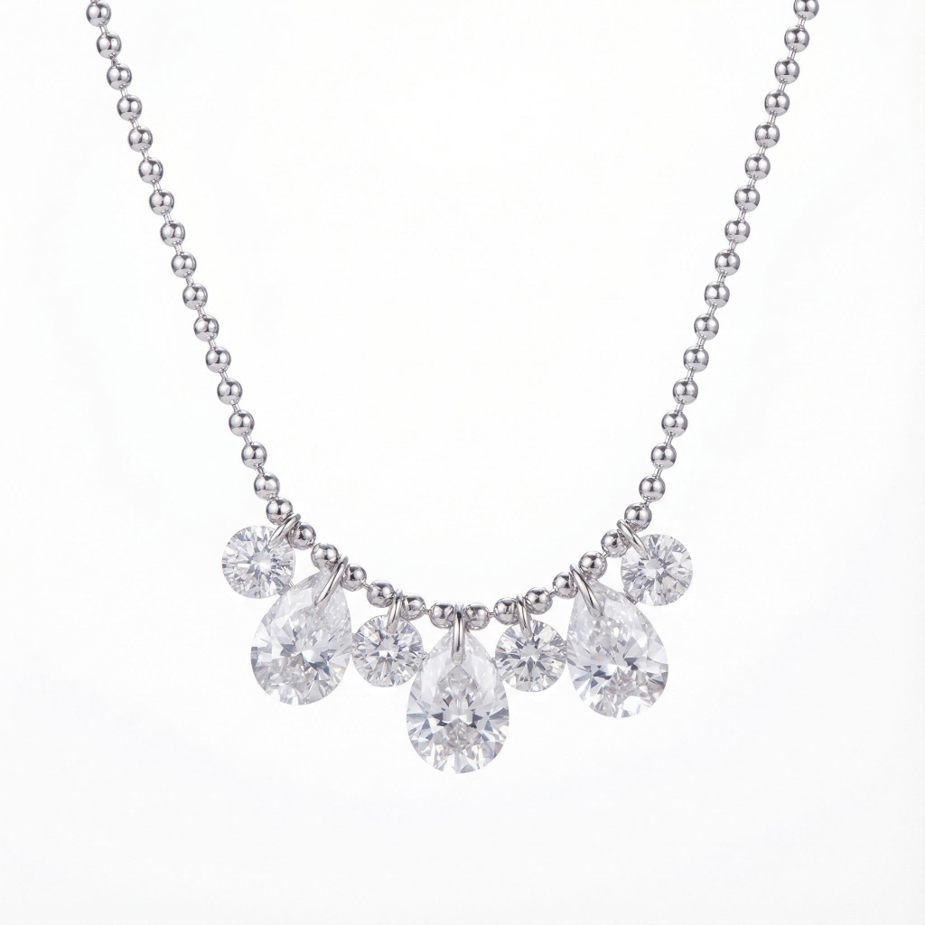 S925 Silver Teardrop Diamond Pendant Necklace With Iced Out Shine - Image 3