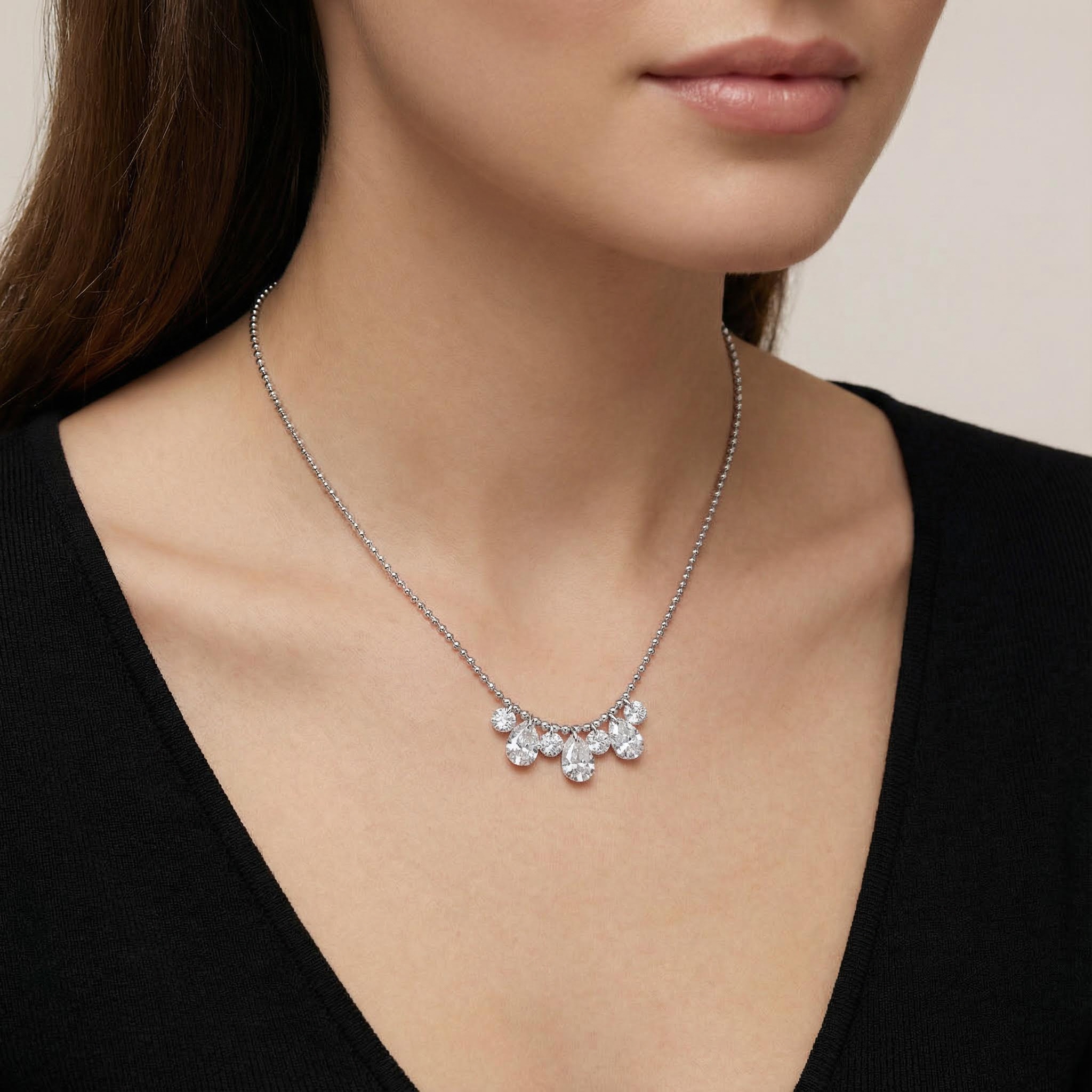 S925 Silver Teardrop Diamond Pendant Necklace With Iced Out Shine - Image 5
