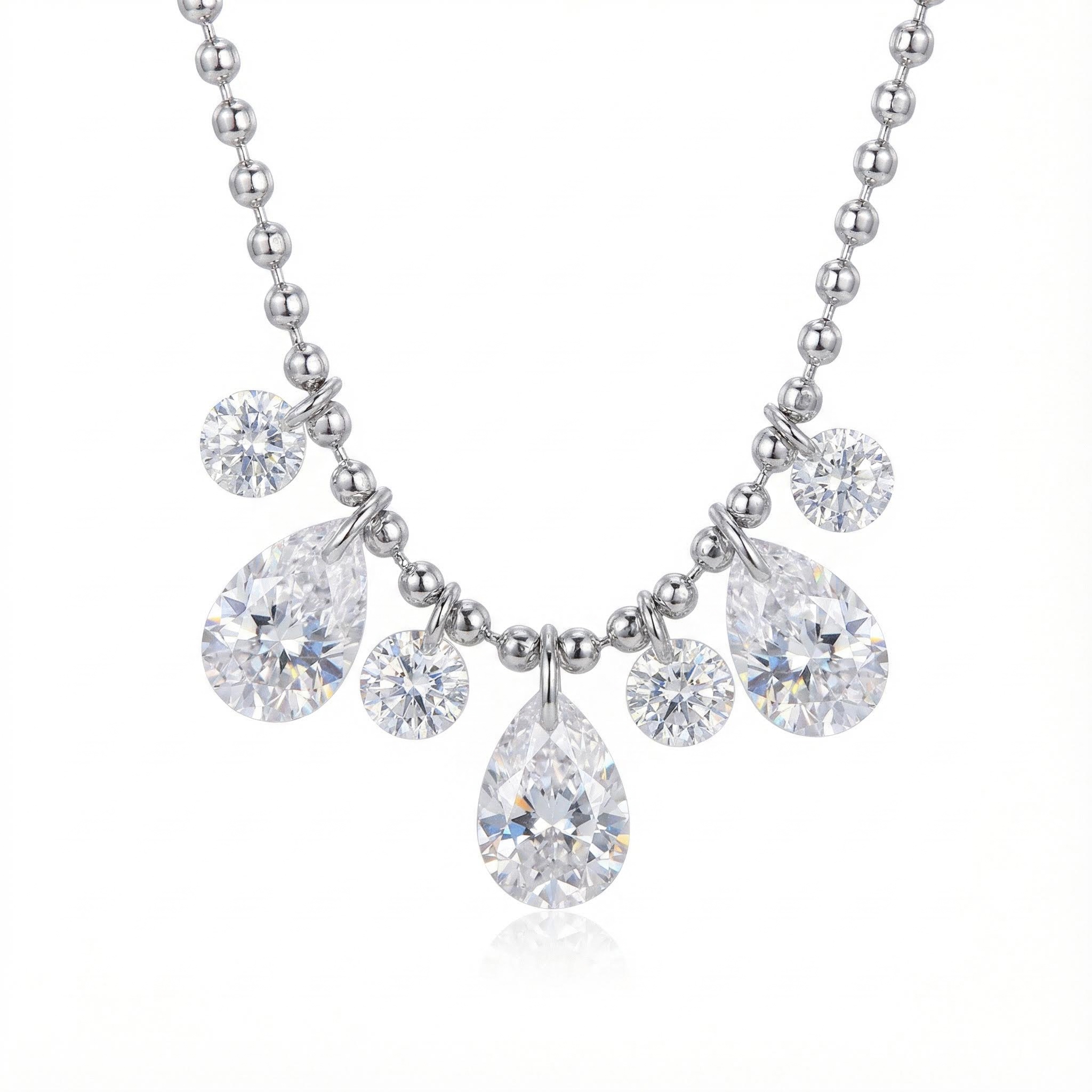 S925 Silver Teardrop Diamond Pendant Necklace With Iced Out Shine