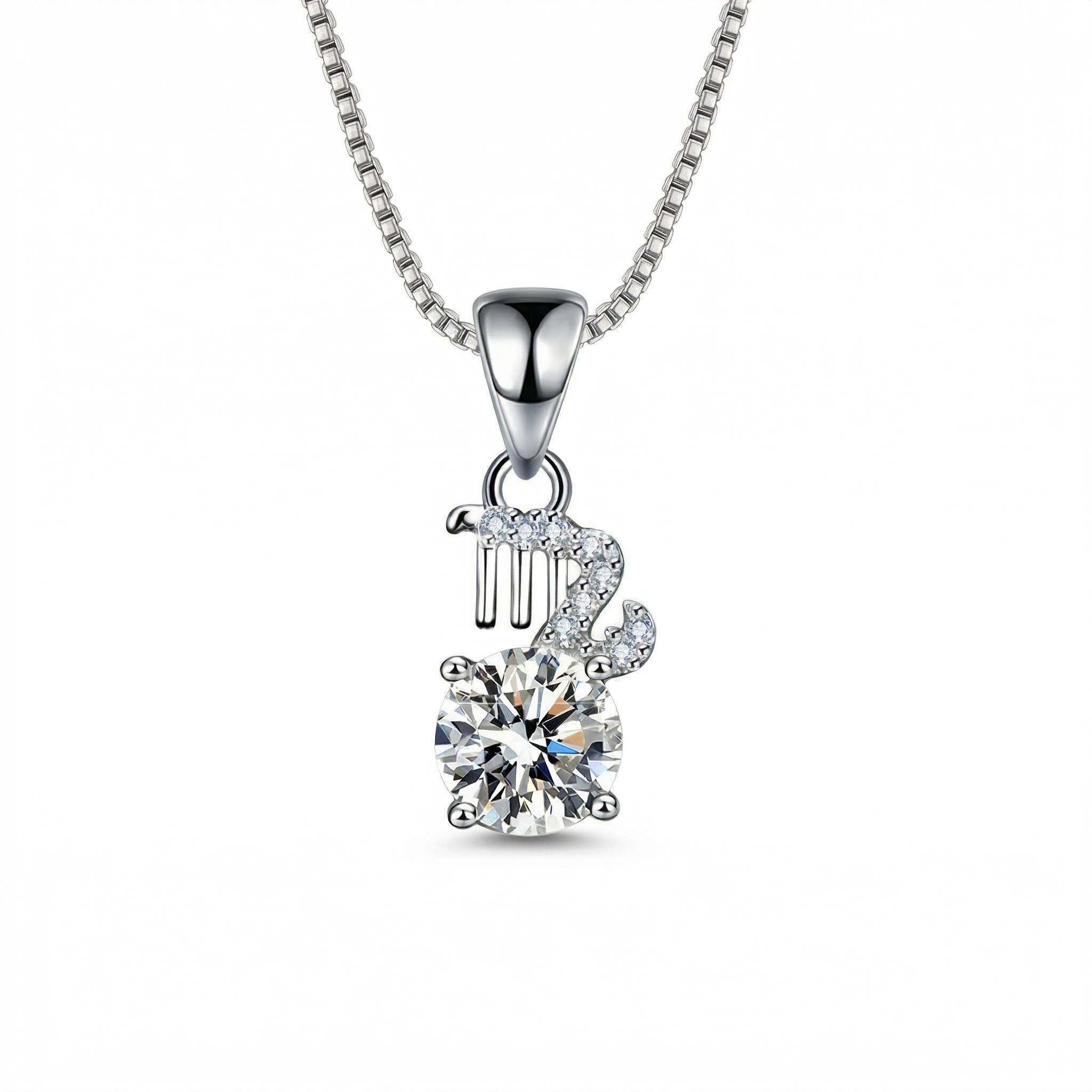 Customized Zodiac Vvs Moissanite S925 Silver Pendent Necklace Iced Out