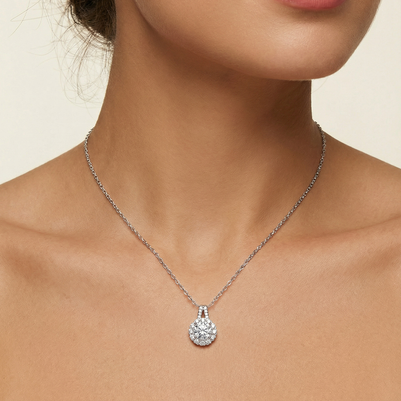 1ct/2ct/3ct Vvs Moissanite S925 Silver Sunflower Pendant Necklace Iced Out - Image 3