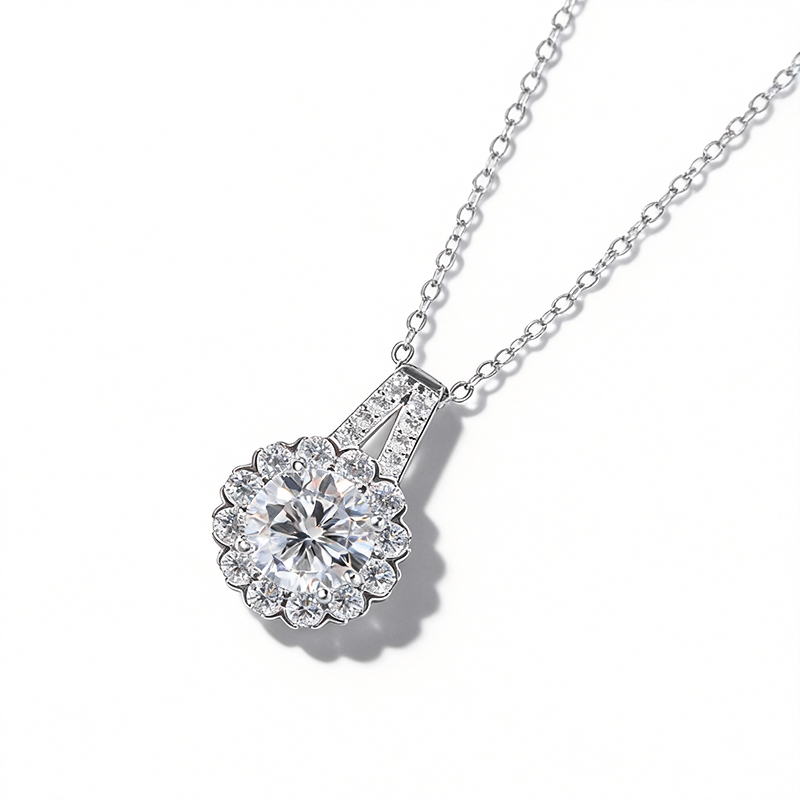 1ct/2ct/3ct Vvs Moissanite S925 Silver Sunflower Pendant Necklace Iced Out - Image 5