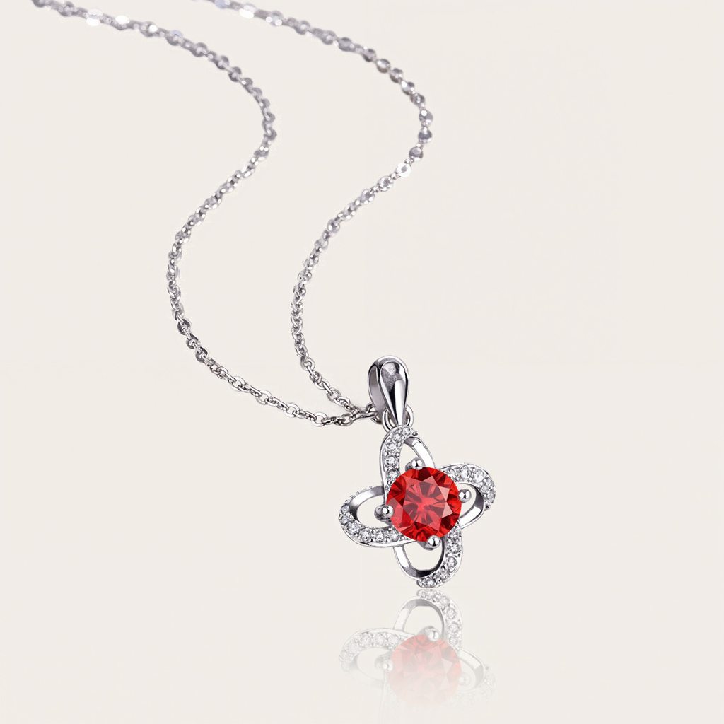 Bold 1ct/2ct Round Cut Vvs Moissanite S925 Silver Clover Pendant Necklace - Image 4
