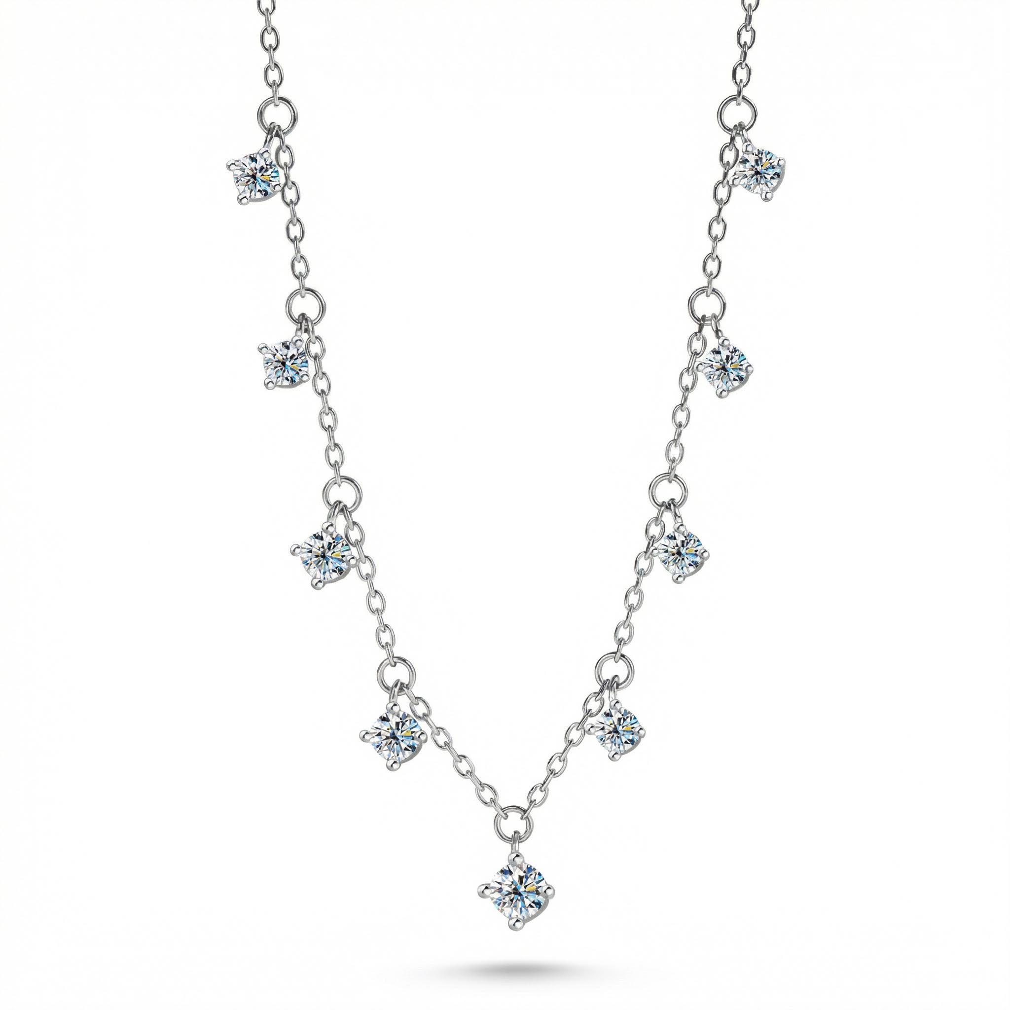 1.1ct Vvs Moissanite S925 Silver Solitaire Necklace With Iced Out Shine