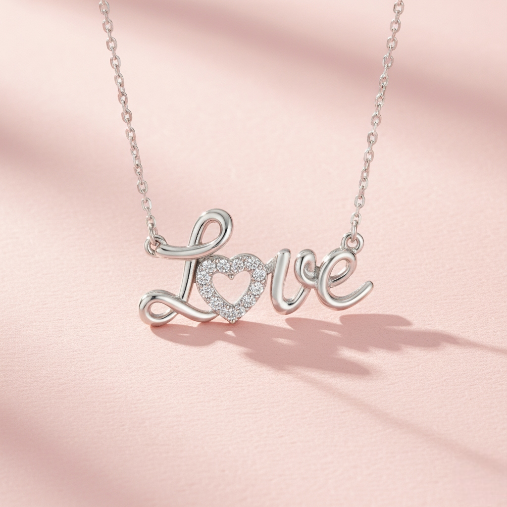 S925 Silver love Diamond Pendant Necklace With Street Luxury Shine - Image 3