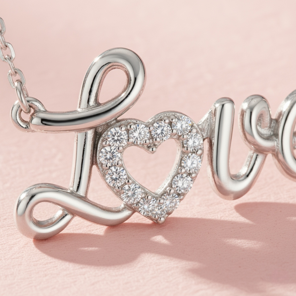 S925 Silver love Diamond Pendant Necklace With Street Luxury Shine - Image 4