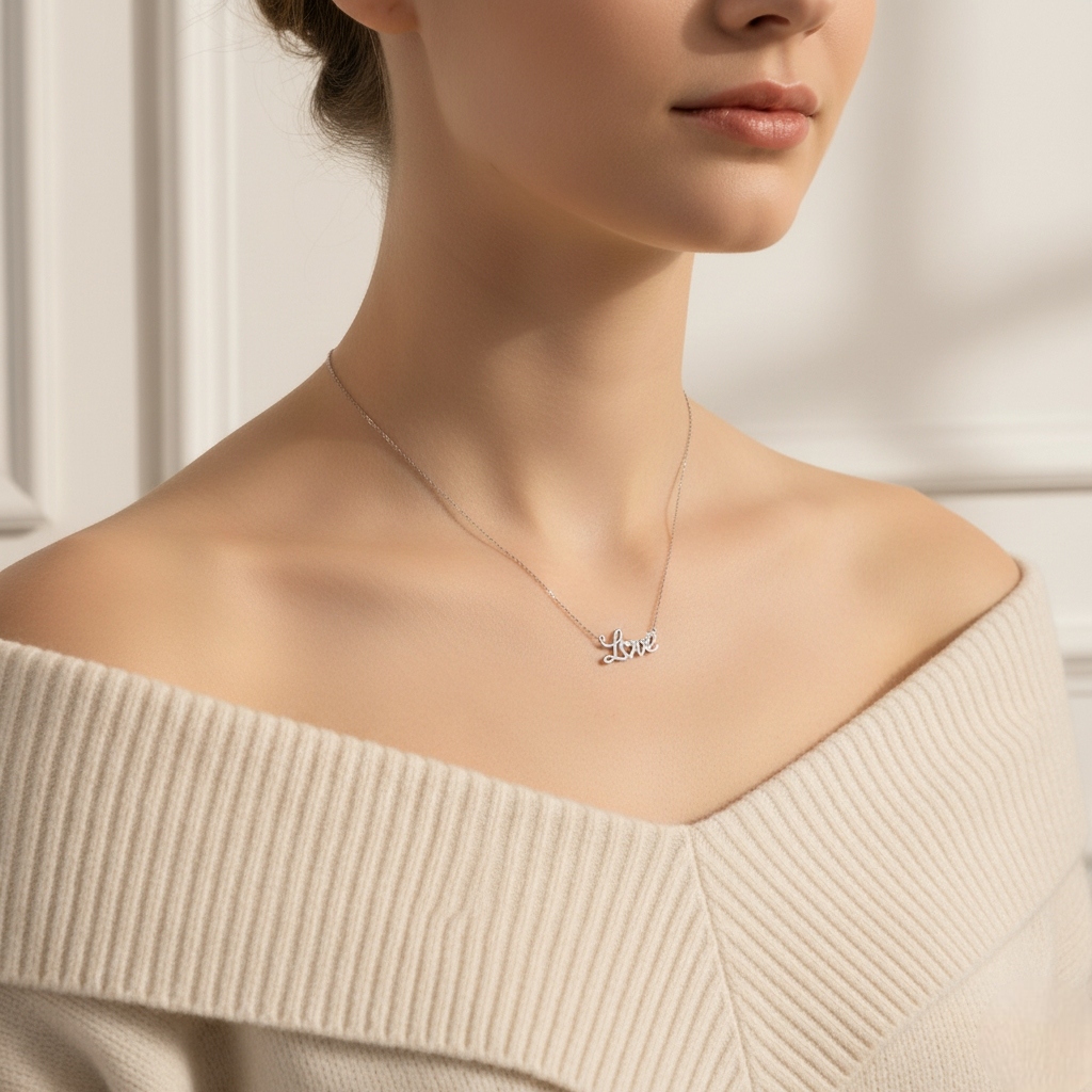 S925 Silver love Diamond Pendant Necklace With Street Luxury Shine - Image 5