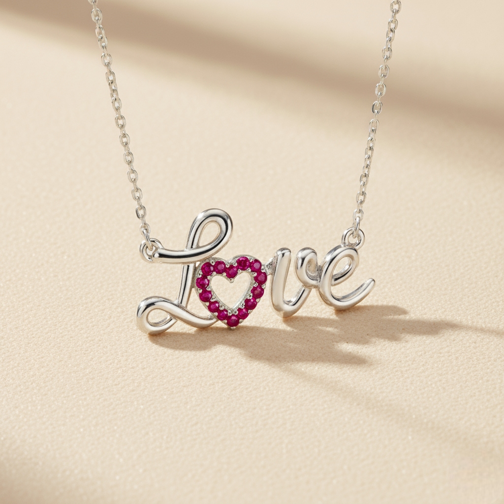 S925 Silver love Diamond Pendant Necklace With Street Luxury Shine