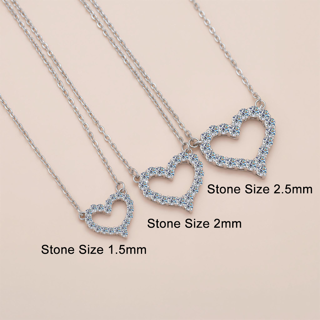 Vvs Moissanite S925 Silver Hollow Heart Shape Pendant Necklace Iced Out - Image 3