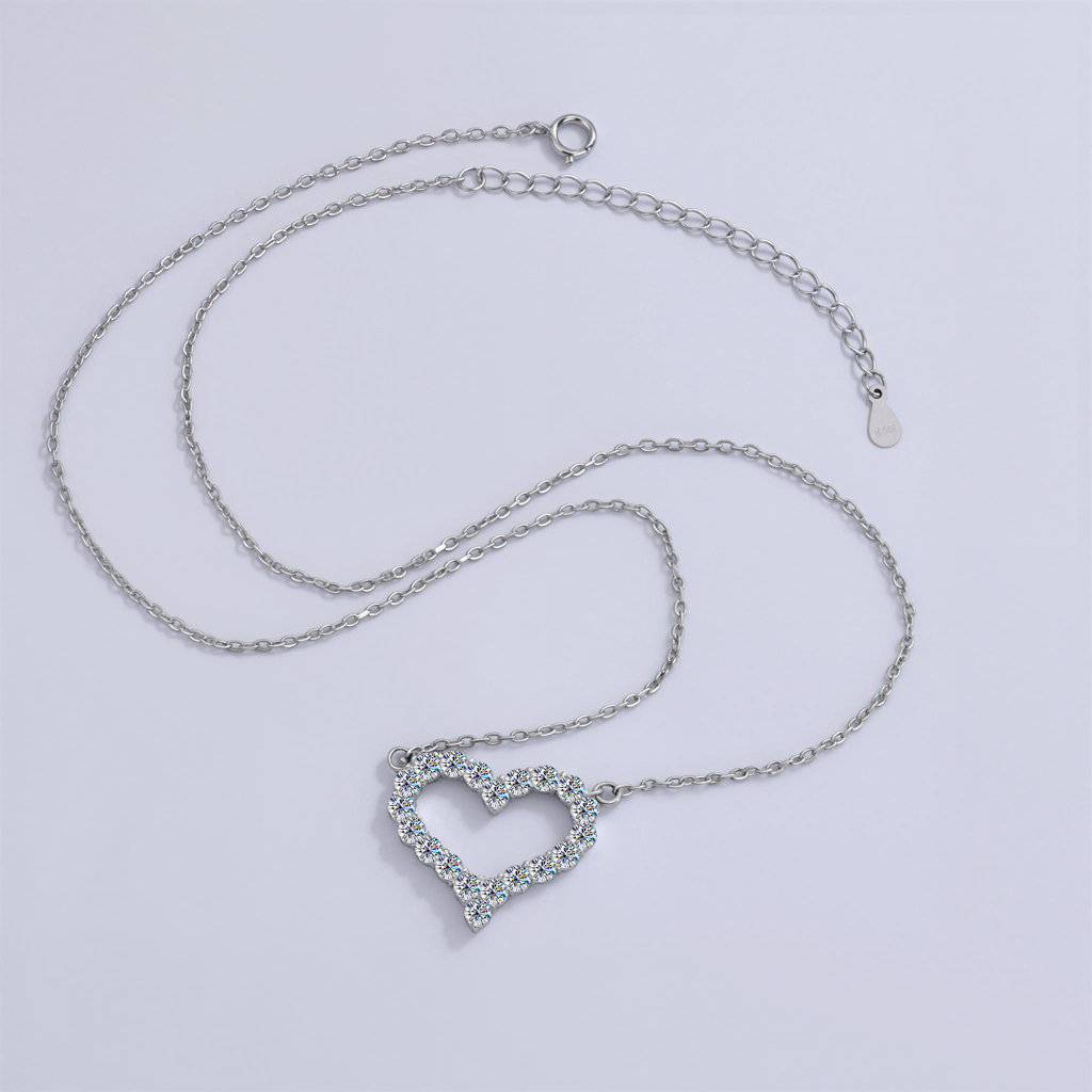 Vvs Moissanite S925 Silver Hollow Heart Shape Pendant Necklace Iced Out - Image 5