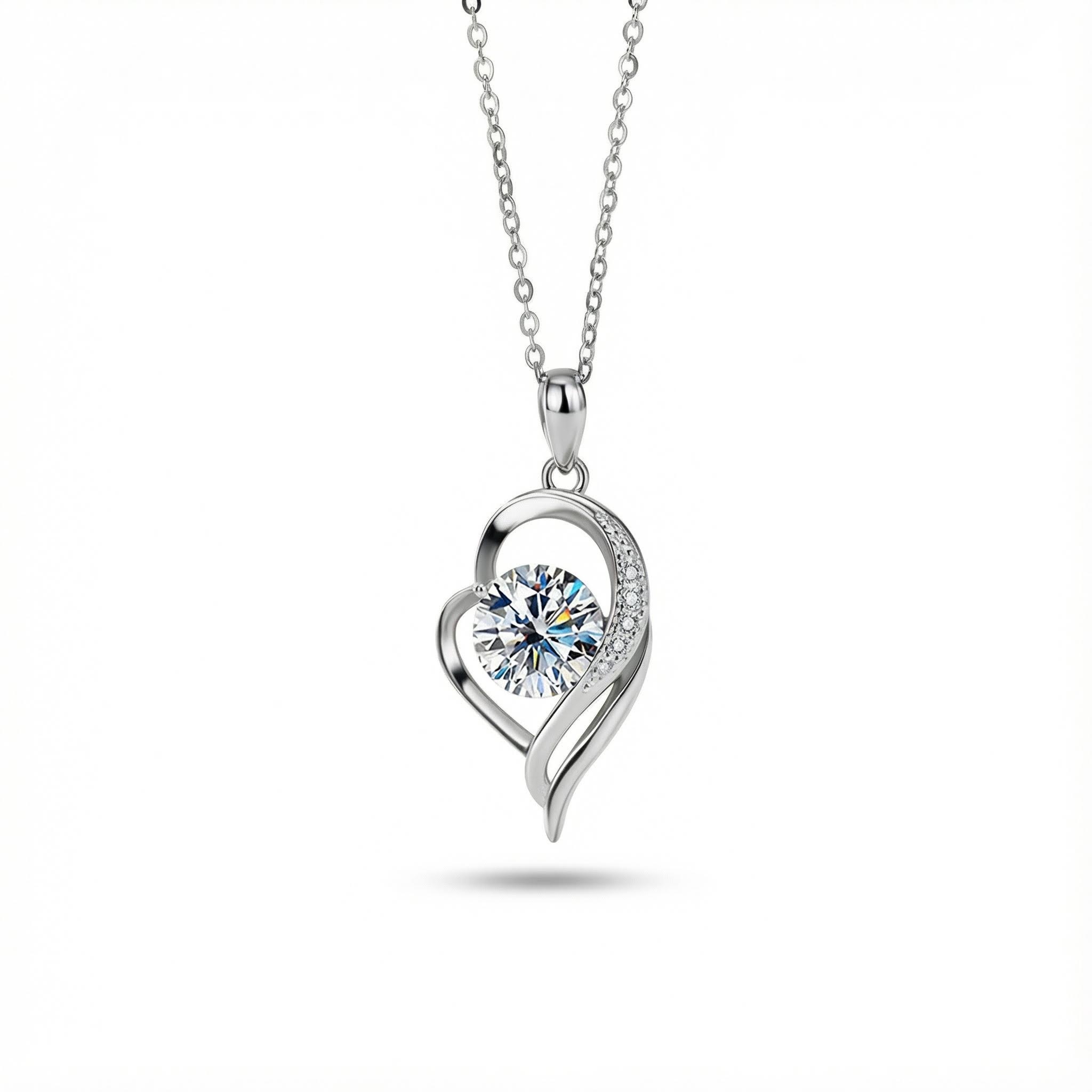 Vvs Moissanite S925 Silver Forever Love Heart Pendent Necklace Iced Out